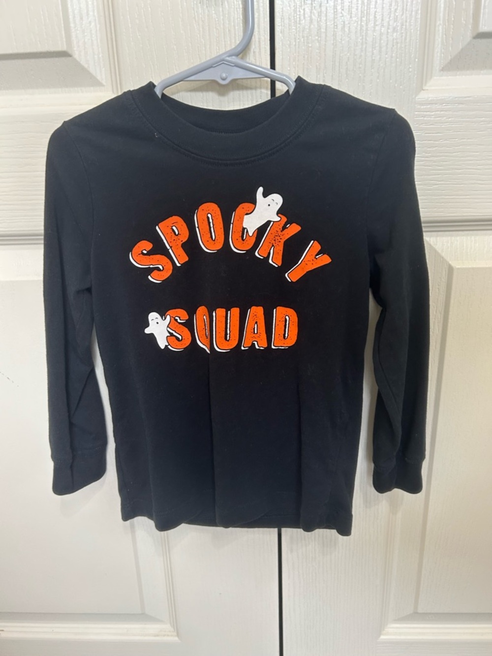 Carter's Black Long-Sleeve "Spooky Squad" Tee with Orange Lettering